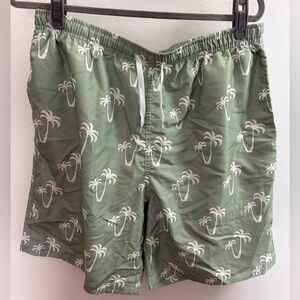 NWOT Green Palm Tree Swim Trunks XL
